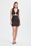 Mini Dress with V-Neck Cutout Detail - 3
