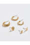 Women Gold Embellished Earrings Set (6 Pairs) - 5