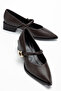 Women's Gold Buckled Leather Dyed High-Heeled Shoes 4 cm - 2