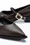 Women's Gold Buckled Leather Dyed High-Heeled Shoes 4 cm - 3