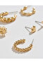 Women Gold Embellished Earrings Set (6 Pairs) - 3