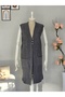 Plus Size Boat Neck Sleeveless Buttoned Mom Vest Double Pockets Medium Thickness - 7