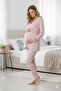 Women's Long Dressing Gown Patterned Lace Detailed Maternity 3-Piece Pajama Set - 7