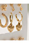 Women Gold Embellished Studs Set (12 Pair) - 2