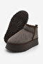 Women's Thick Sole Fur Lined Ankle Boots Tefis Brown - 7