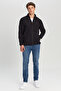 Men's Black Anti-Pilling Non-Pilling Standard Fit Bato Collar Sweatshirt Fleece Jacket - 2