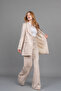 Self-Patterned Double-Button Jacket and Dart Detail Trousers Set 1272