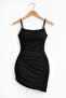 Women's Backless Gathered Mini Nightgown with Straps Transparent Nightgown 5126