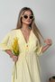 Women's Tie Detail 100% Cotton Long Dress Yellow - 26Y 3008 - 4