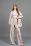 Self-Patterned Double-Button Jacket and Dart Detail Trousers Set 1272 - 5