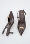 Women's Buckle Detailed Heeled Shoes Bitter Brown Skin - 4