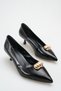 Women's Buckle Detailed Heeled Shoes Black Yanki