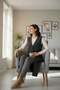 Women's Boat Neck Acrylic Plain Pattern Belted Relaxed Knitwear Vest - 4