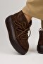 Serras Women's Leather Laced Brown Boots with Fur Inside - 5