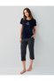 Women's Striped Pocket Capri Pajama Set 50% Cotton 50% Modal – Short Sleeve T-Shirt, Comfortable - 2