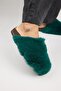 Gaye Women's Plush Plain Green Slippers - 4