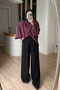 Pleated Palazzo Trousers - Black - 2