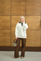 Women's Collar Denim Detail Sweatshirt White - 2
