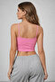 Women's Pink Strappy Crew Neck Crop Tank Top - 4