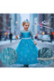 Frozen Elsa Snow White Costume Blue Girls' Dress Crown Scepter Gift Long Sleeve