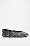 Women's Stoned Ballerinas Black and White - 6
