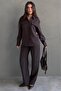 Brown Tensel Fabric Buttoned Women's Shirt Set Mg2621 - 6