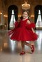 Pom-Pom Sleeve Rose Embossed Children's Evening Dress Aby246 - 3