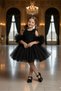 Pom-Pom Sleeve Rose Embossed Children's Evening Dress Aby246 - 3