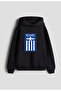 Greece Flag Printed Black Kids Men Women Hoodie Sweatshirt