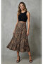 Women's Camel-Black Leopard Print Midi Skirt Ayr1928