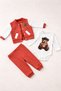 Baby Boy Tile 3-Piece Set Teddy Bear Printed Bodysuit College Cardigan Pants Set - 4