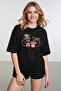 Women's Pug Graphic Printed Round Neck Black T-Shirt