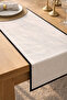 Black Piping Detail Washed Premium Linen Runner 40X150 - 3