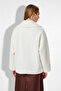 Women's Ecru Shawl Collar Thai Feather Coat Ayr2257 - 4