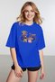Women's Pug Graphic Printed Round Neck Cobalt Blue T-Shirt
