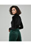 Women's Black Velvet Body Stylish & Fit Half Turtleneck - 3