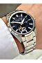 Automatic Mechanism Silver-Navy Blue Color Steel Band Steel Case Men's Wristwatch 1192Mr