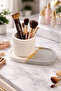 Modern Gold Detailed Concrete Makeup Brush Holder & Jewelry Organizer Tray Set - 3