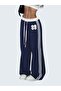 89 Printed White Belted Double Stripe High Waist Women's Wide Leg Sweatpants - 2