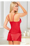 Women's Red Satin Shorts Pajama Set Lace Detailed Strap Home Wear - 2