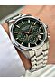 Functional Silver-Green Color Sapphire Glass Steel Band Steel Case Men's Wristwatch 1238Mr