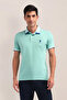 Mens Green Solid Slim Fit Polo Shirt - 2