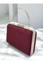 Burgundy Luxury Suede Crystal Stone Metal Handle Chain Women's Evening Dress Bag Wedding Engagement Graduation - 7