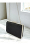 Black Luxury Suede Crystal Stone Metal Handle Chain Women's Evening Dress Bag Wedding Engagement Graduation - 6