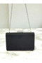 Black Luxury Suede Crystal Stone Metal Handle Chain Women's Evening Dress Bag Wedding Engagement Graduation - 5