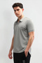 Mens Grey Solid Slim Fit Polo Shirt - 3