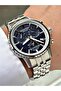 Functional Silver-Navy Blue Color Sapphire Glass Steel Band Steel Case Men's Wristwatch 1204Mr