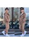 Boy's Pocket Detailed 100% Cotton 3-Piece Tracksuit Set - Hooded - Jacquard Camouflage Patterned Set - 2