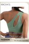 Women's One Shoulder Sports Bra, Wireless Padded Yoga Bras for Ladies, Breathable Halter Style Mediu - 3
