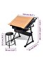 Two Drawers Tiltable Tabletop Drawing Table with Stool - 3